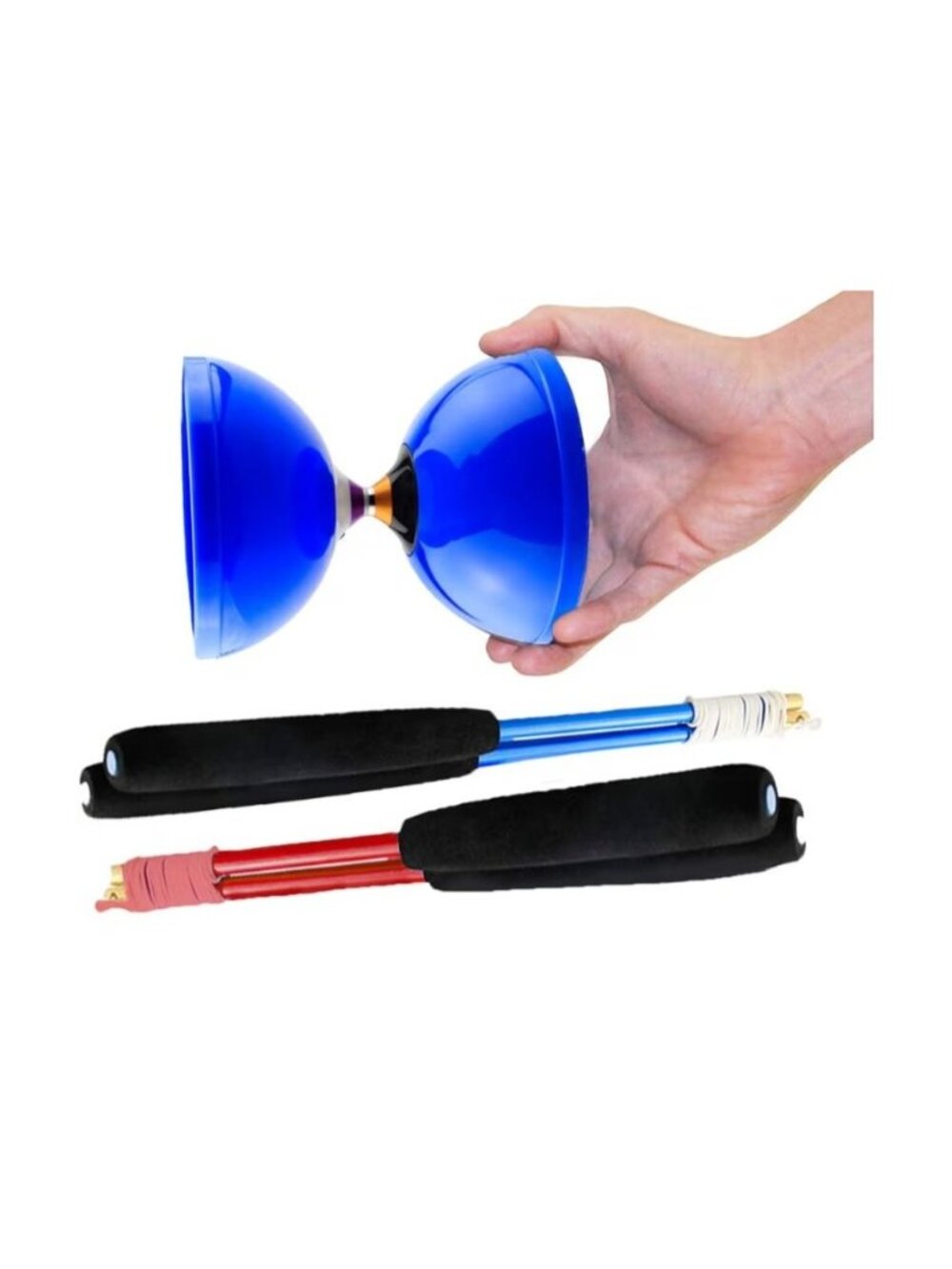 MAGICYOYO Pro Triple Bearing Diabolo Yoyo Set 5 Inch Blue Carbon Sticks Strings - Picture 2 of 13